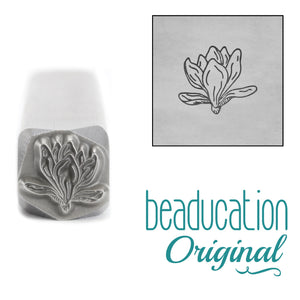 Metal Stamping Tools Magnolia Half Closed Flower Metal Design Stamp, 8.2mm - Beaducation Original