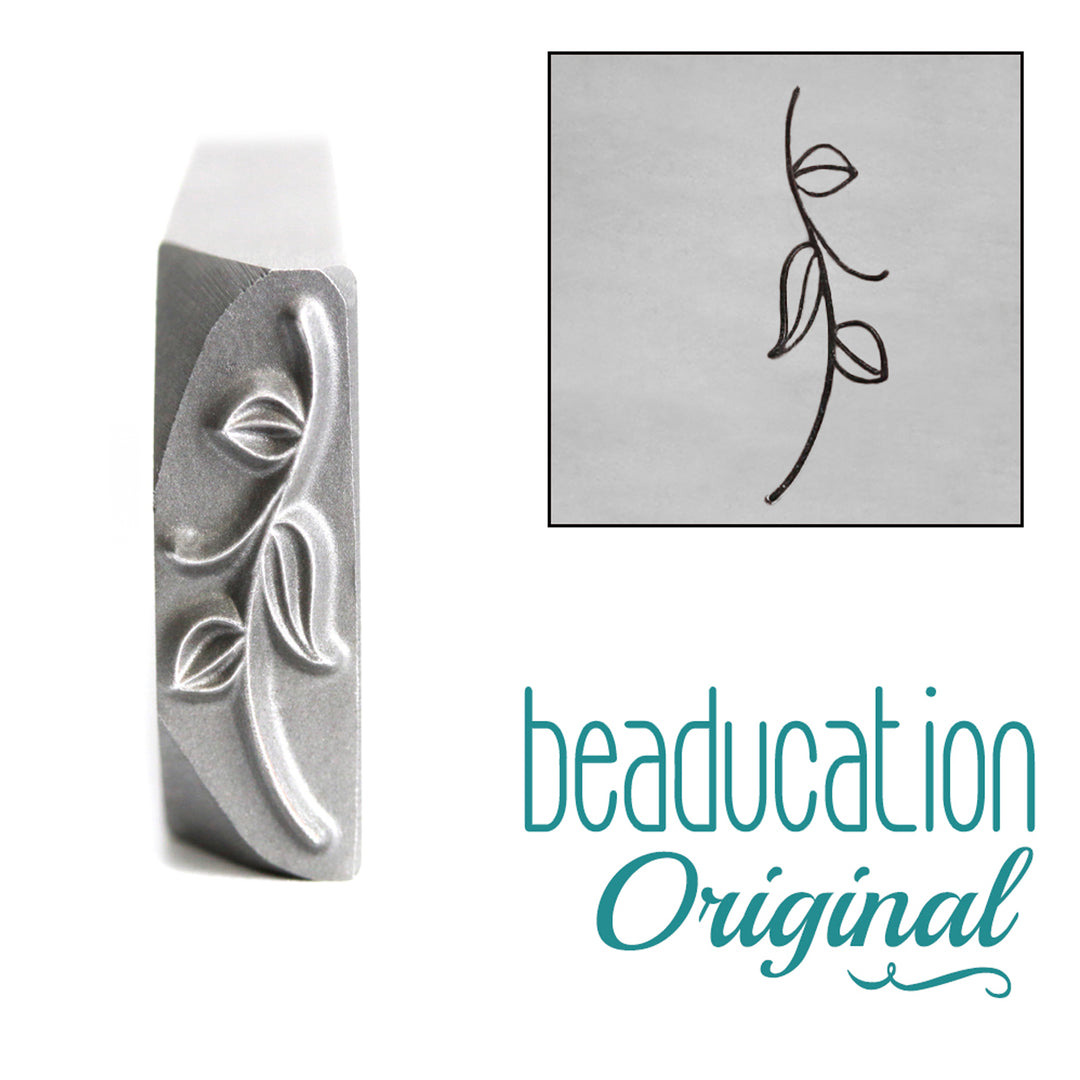Metal Stamping Tools Stem with Leaves Metal Design Stamp, 16.5mm- Beaducation Original