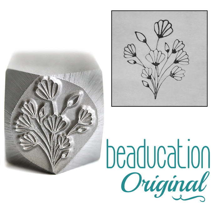 Art Nouveau Flower Bouquet Metal Design Stamp, 17.8mm - Beaducation Original