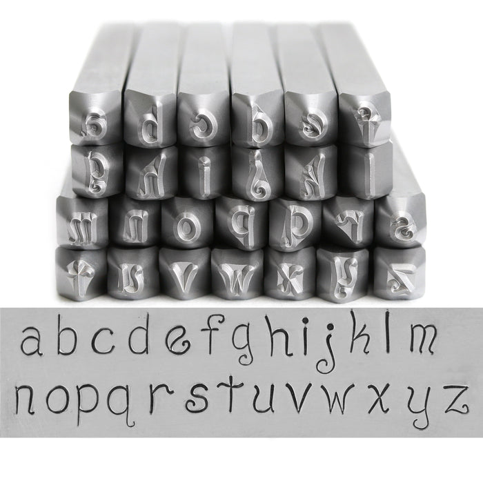 Beaducation Exact Series, Kismet Lowercase Letter Stamp Set 4.5mm, by Stamp Yours - Tapered Down Shanks