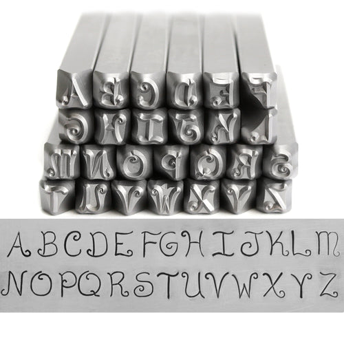 6mm Elegant Or Corsiva Font Letter Uppercase Stamp Set - Metal Design Stamp  - Perfect For Metal Stamping and Jewelry Design Work - SGE-6U