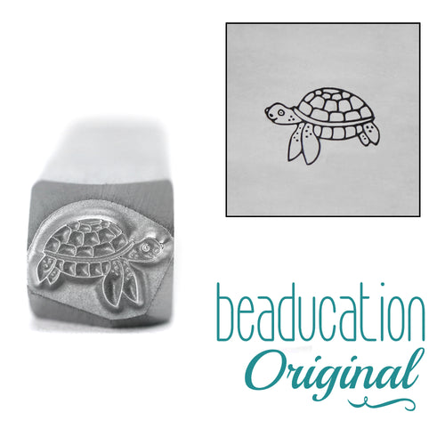 Metal Stamping Tools Sea Turtle Swimming Left Metal Design Stamp, 8.1mm - Beaducation Original