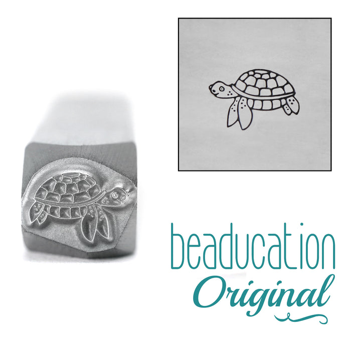 Sea Turtle Swimming Left Metal Design Stamp, 8.1mm - Beaducation Original