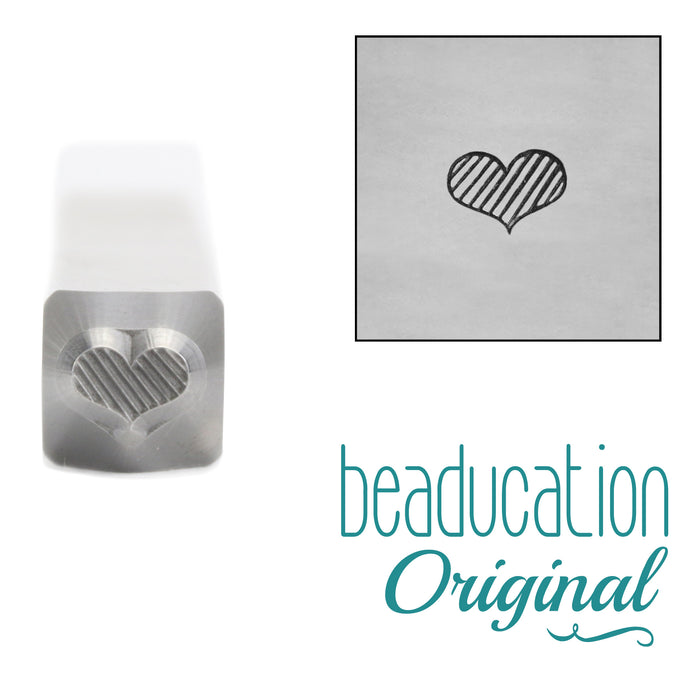 Fat Lined Heart Metal Design Stamp, 4mm, Beaducation Exact Series by Stamp Yours