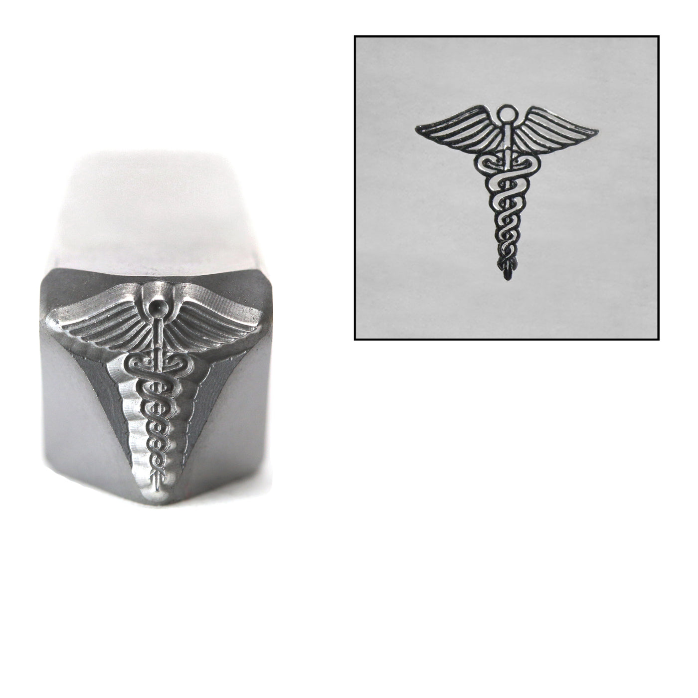 Caduceus Medical Alert Symbol Metal Design Stamp, 8mm, by Stamp Yours
