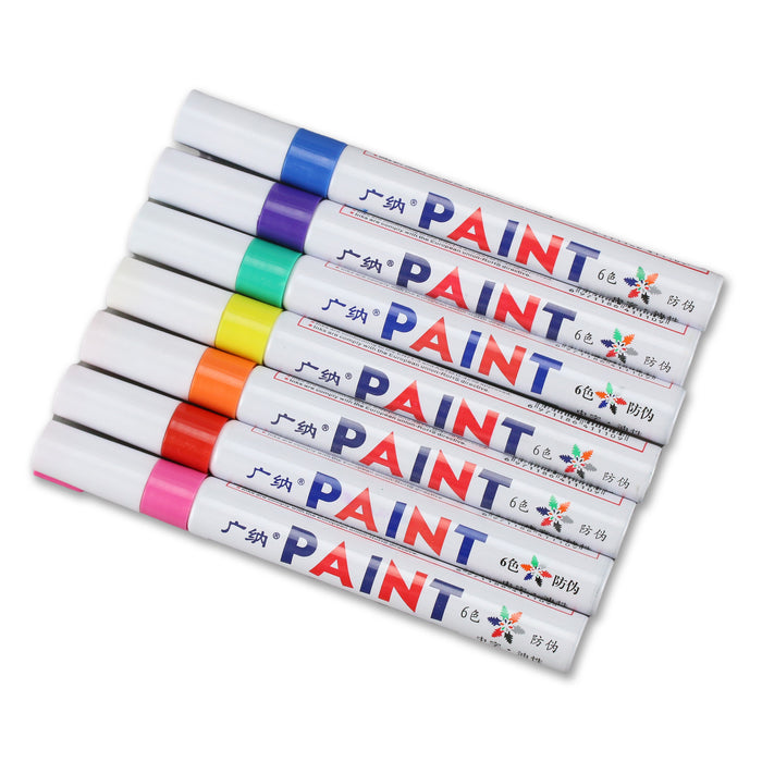 Permanent Waterproof Ink Paint Pen / Marker, Set of 7 Colors