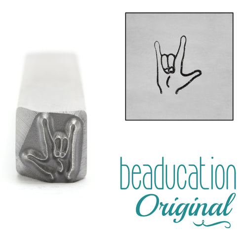 Metal Stamping Tools ASL "I Love You" Sign Metal Design Stamp, 8mm - Beaducation Original