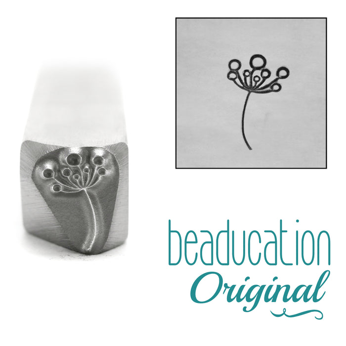 Bristly Flower Pointing Right Metal Design Stamp, 8.5mm - Beaducation Original
