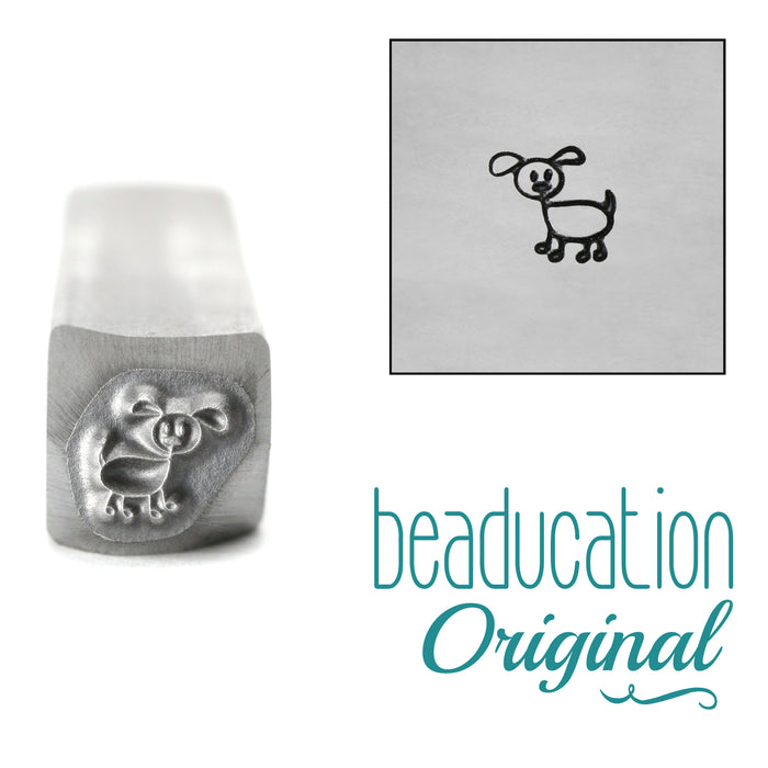 CLOSEOUT Dog Stick Figure Metal Design Stamp, 6mm - Beaducation Original