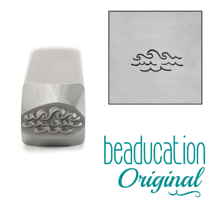 Ocean Waves Breaking Left, Water, Metal Design Stamp, 8.2mm - Beaducation Original