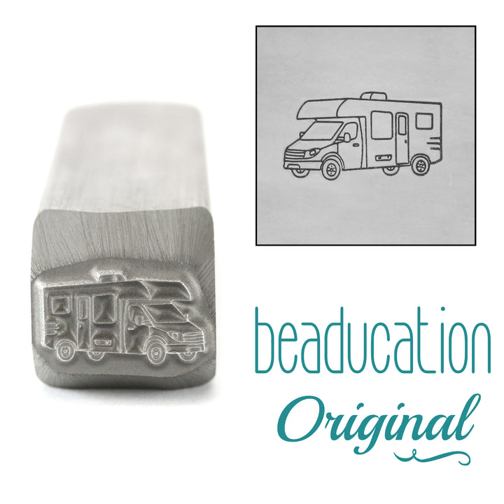Motorhome RV Facing Left Metal Design Stamp, 11mm - Beaducation Original