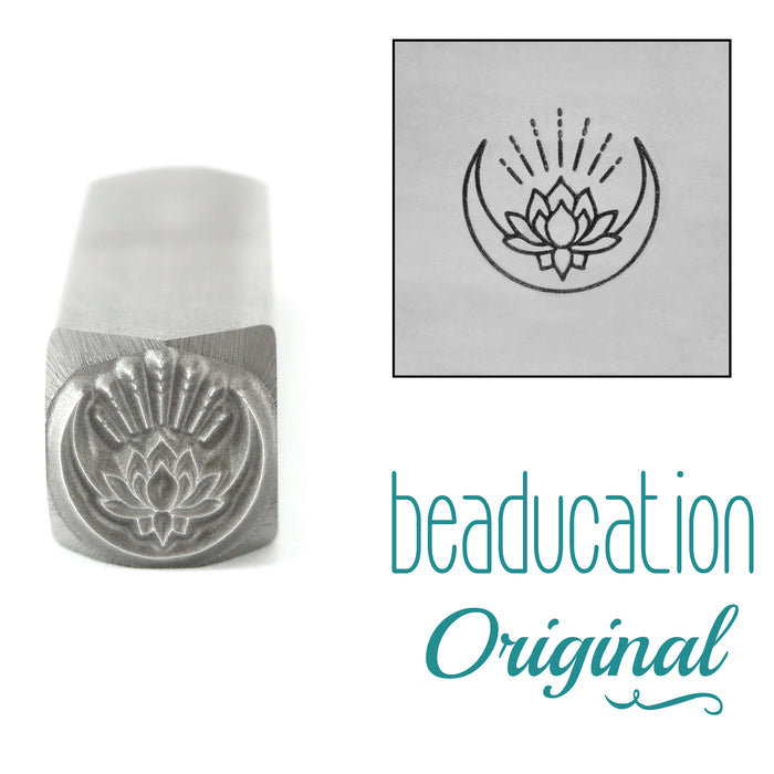 Lotus Moon Metal Design Stamp, 8.3mm - Beaducation Original