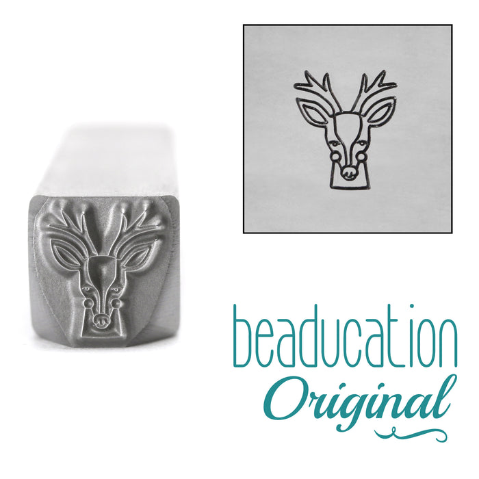 CLOSEOUT Deer Head Metal Design Stamp, 8mm - Beaducation Original