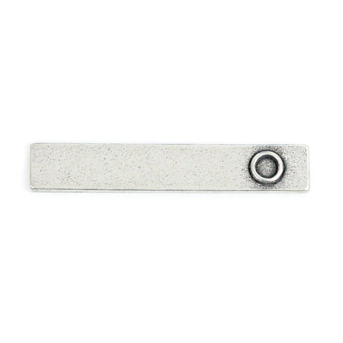 Metal Stamping Blanks Pewter Rectangle Pendant with Birthstone Bezel, 35.2mm (1.39") x 6.4mm (.25"), 16g