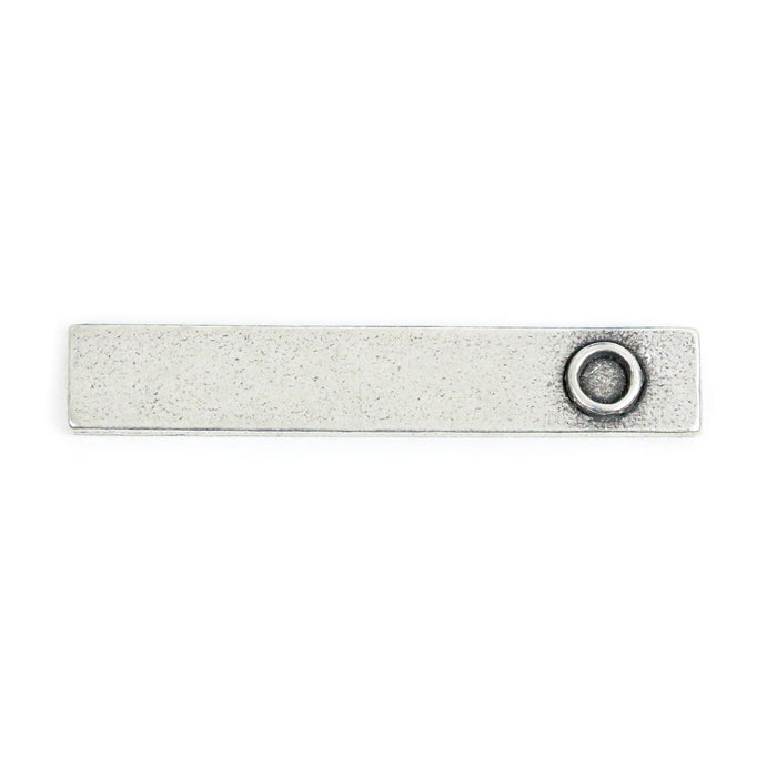 Pewter Rectangle Pendant with Birthstone Bezel, 35.2mm (1.39") x 6.4mm (.25"), 16g