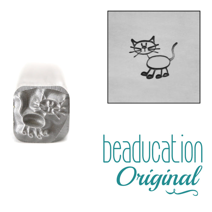 Cat Stick Figure Metal Design Stamp- Beaducation Original