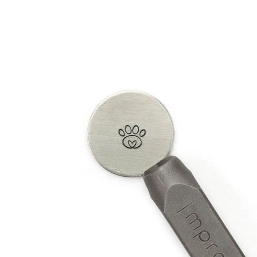Metal Stamping Tools ImpressArt Paw Print Heart Metal Design Stamp, 6.5mm 