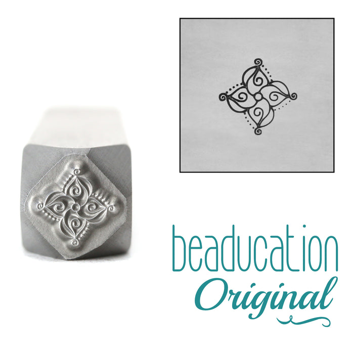 Pointy Spiral Diamond Metal Design Stamp, 6.5mm - Beaducation Original