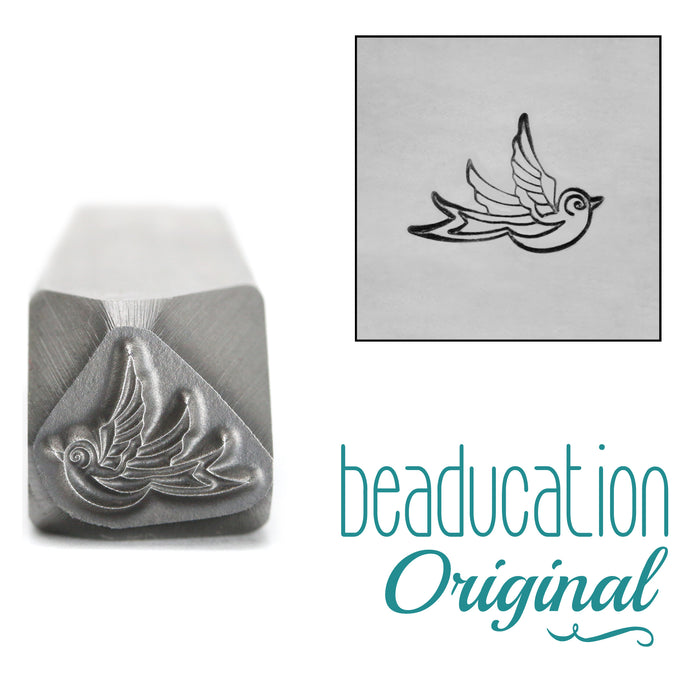 Swallow Right Facing Metal Design Stamp, 10.5mm - Beaducation Original
