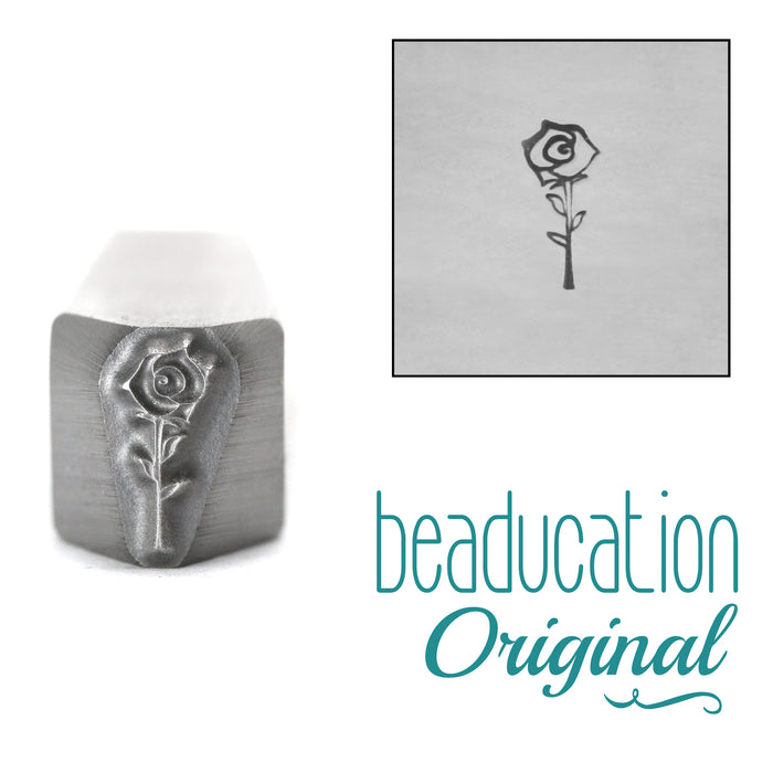 Open Rose Flower Metal Design Stamp, 8.5mm - Beaducation Original