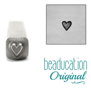 Metal Stamping Tools Tall Lined Heart Metal Design Stamp 3.5mm- Beaducation Original