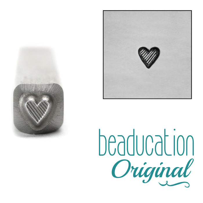 Tall Lined Heart Metal Design Stamp 3.5mm- Beaducation Original