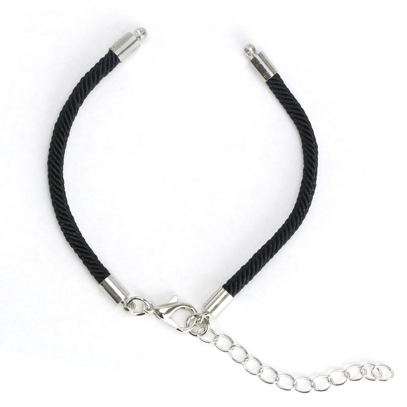 Black Nylon String Bracelet with Extender Chain, Pack of 5 – Beaducation