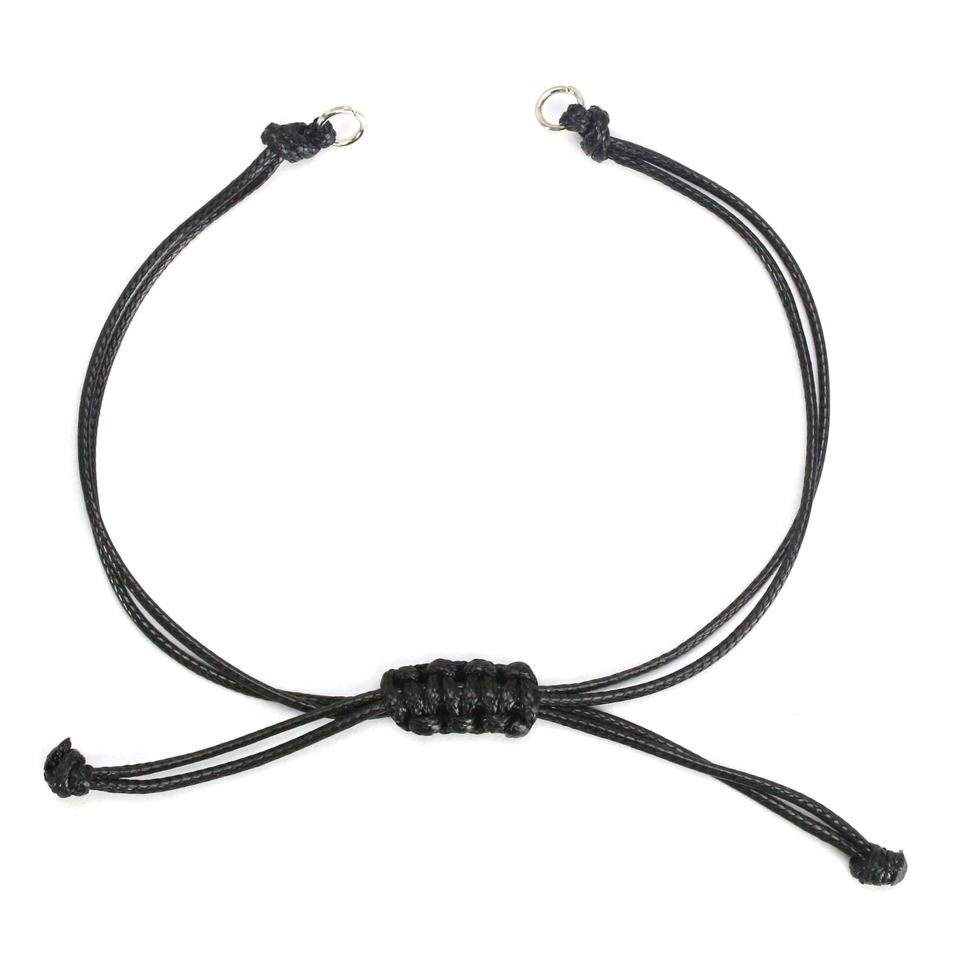 Black Nylon Adjustable String Bracelet with Decorative Slide Knot