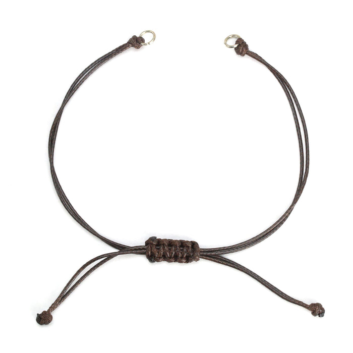 Brown Nylon Adjustable String Bracelet with Decorative Slide Knot, Pack of 5