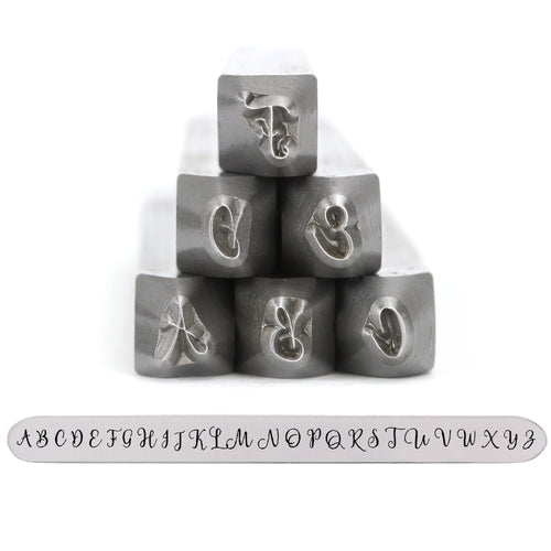 6mm Elegant Or Corsiva Font Letter Uppercase Stamp Set - Metal Design Stamp  - Perfect For Metal Stamping and Jewelry Design Work - SGE-6U