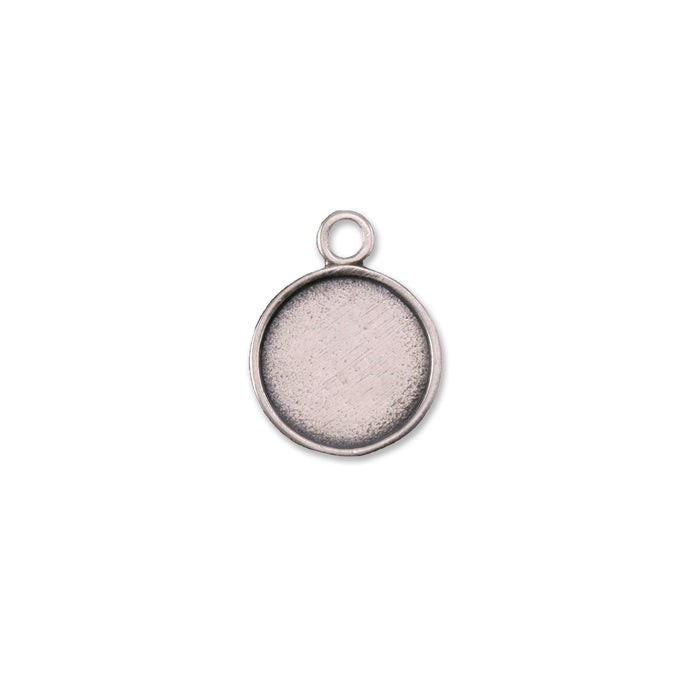 Sterling Silver Round, Disc, Circle with Raised Edge OXIDIZED, 10.5mm (.41"), 22 gauge