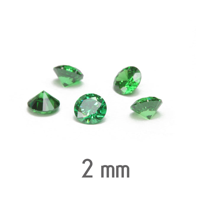 2mm Round Emerald Cubic Zirconia, CZ, AAA, Pack of 20