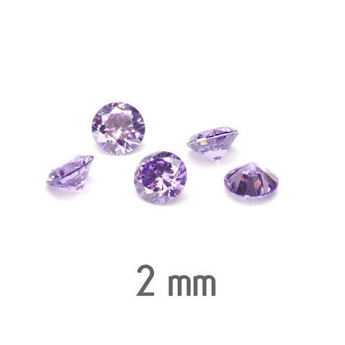 2mm Round Light Amethyst Cubic Zirconia, CZ, AAA, Pack of 20