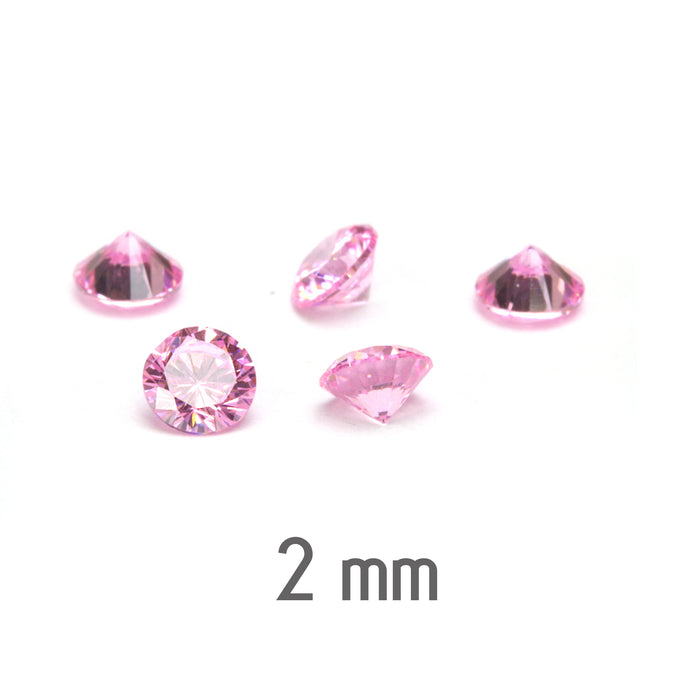 2mm Round Rose Cubic Zirconia, CZ, AAA, Pack of 20