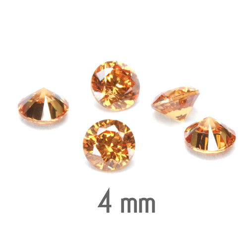 4mm Round Topaz Cubic Zirconia, CZ, AAA, Pack of 10