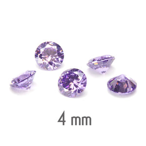 4mm Round Light Amethyst Cubic Zirconia, CZ, AAA, Pack of 10