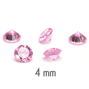 4mm Round Rose Cubic Zirconia, CZ, AAA, Pack of 10