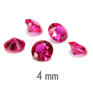 4mm Round Ruby Synthetic Stone, Pack of 10