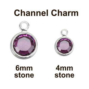 Swarovski Crystal Channel Charm (Amethyst - FEBRUARY), 4mm Stone, Pack of 5