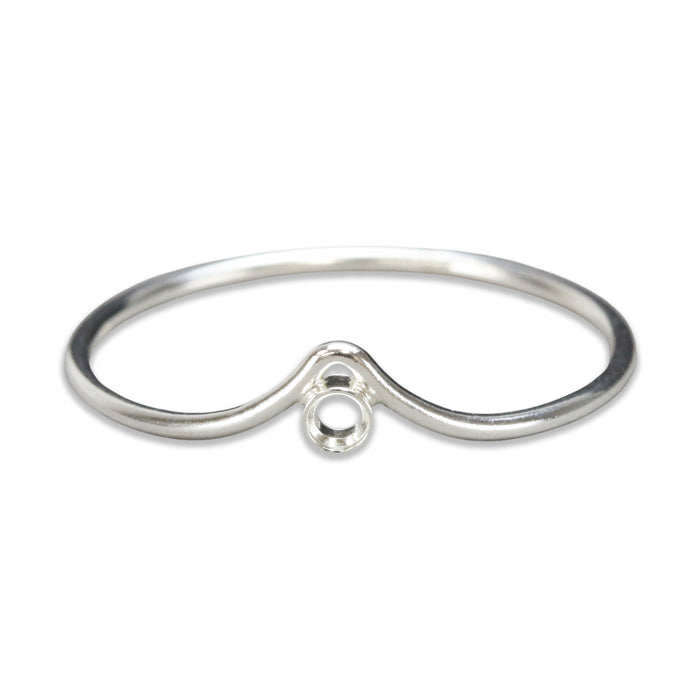 Sterling Silver 2mm Bezel Chevron Stacking Ring, SIZE 7