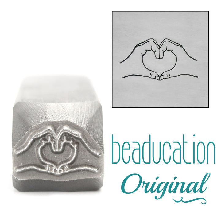 Heart Hands Metal Design Stamp, 14mm - Beaducation Original