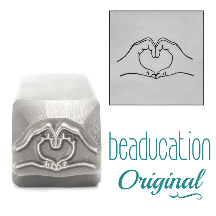 Heart Hands Metal Design Stamp, 14mm - Beaducation Original