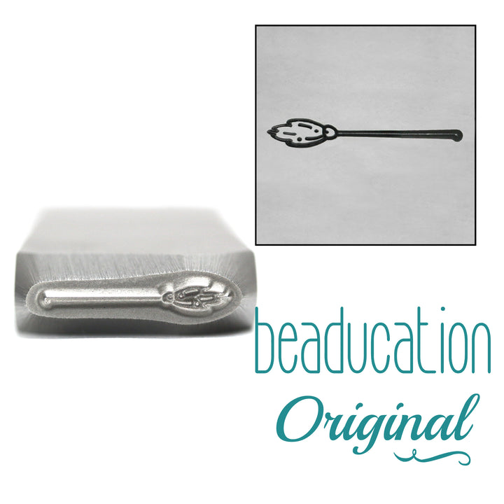 Broom / Broomstick Metal Design Stamp, 14mm - Beaducation Original