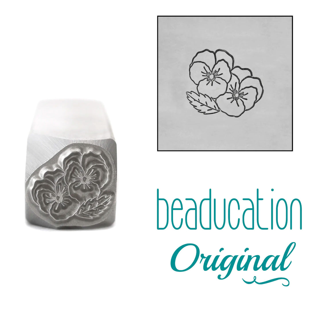 COMING SOON - Violet Metal Design Stamp, February Birth Month Flower, 8.25mm - Beaducation Original