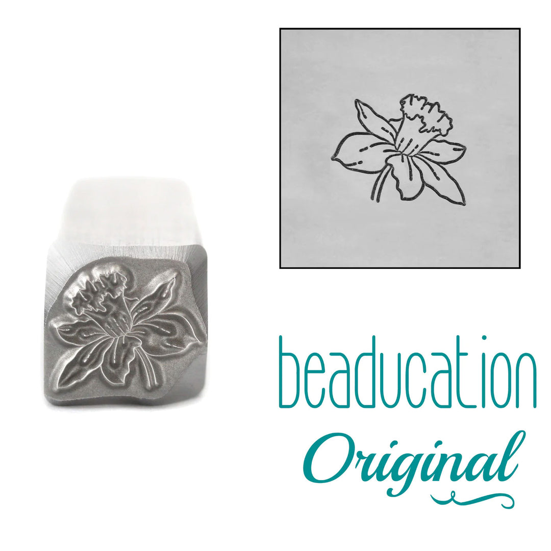 COMING SOON - Daffodil Metal Design Stamp, March Birth Month Flower, 8.25mm - Beaducation Original