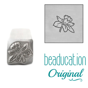 Daffodil Metal Design Stamp, March Birth Month Flower, 8.25mm - Beaducation Original