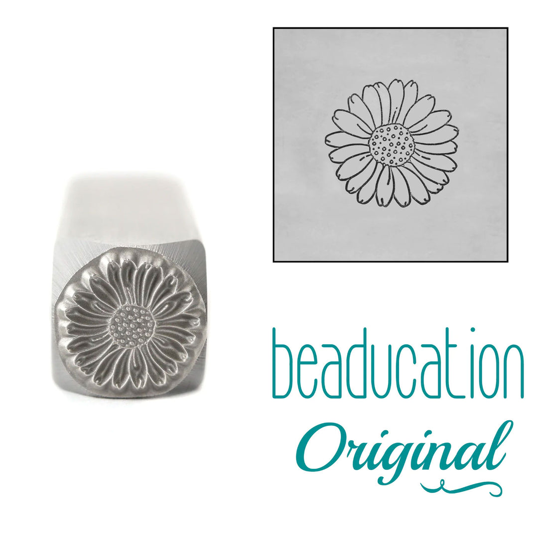 COMING SOON - Daisy Metal Design Stamp, April Birth Month Flower, 8mm - Beaducation Original