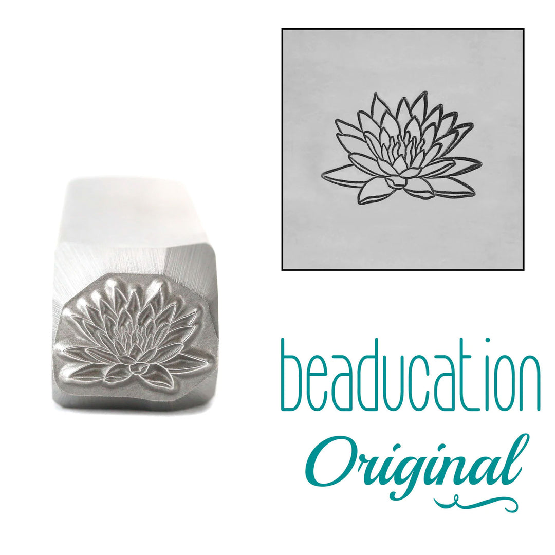 COMING SOON - Water Lily Metal Design Stamp, July Birth Month Flower, 8.25mm - Beaducation Original