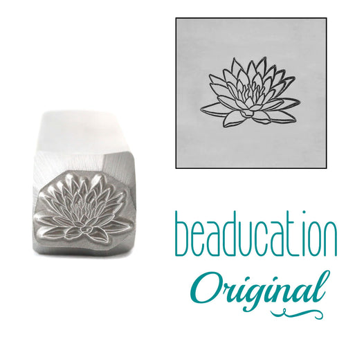 Water Lily Metal Design Stamp, July Birth Month Flower, 8.25mm - Beaducation Original