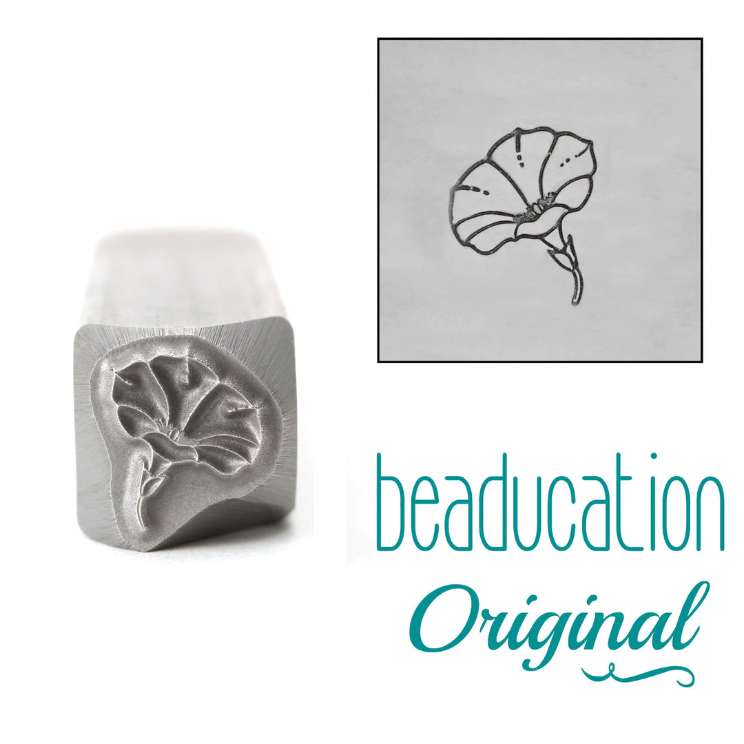 COMING SOON - Morning Glory Metal Design Stamp, September Birth Month Flower, 8.25mm - Beaducation Original